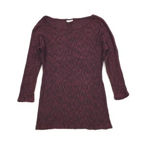 A Pea In The Pod Maternity Marled 3/4 Sleeve Scoop Neck Sweater Size L Wine Red